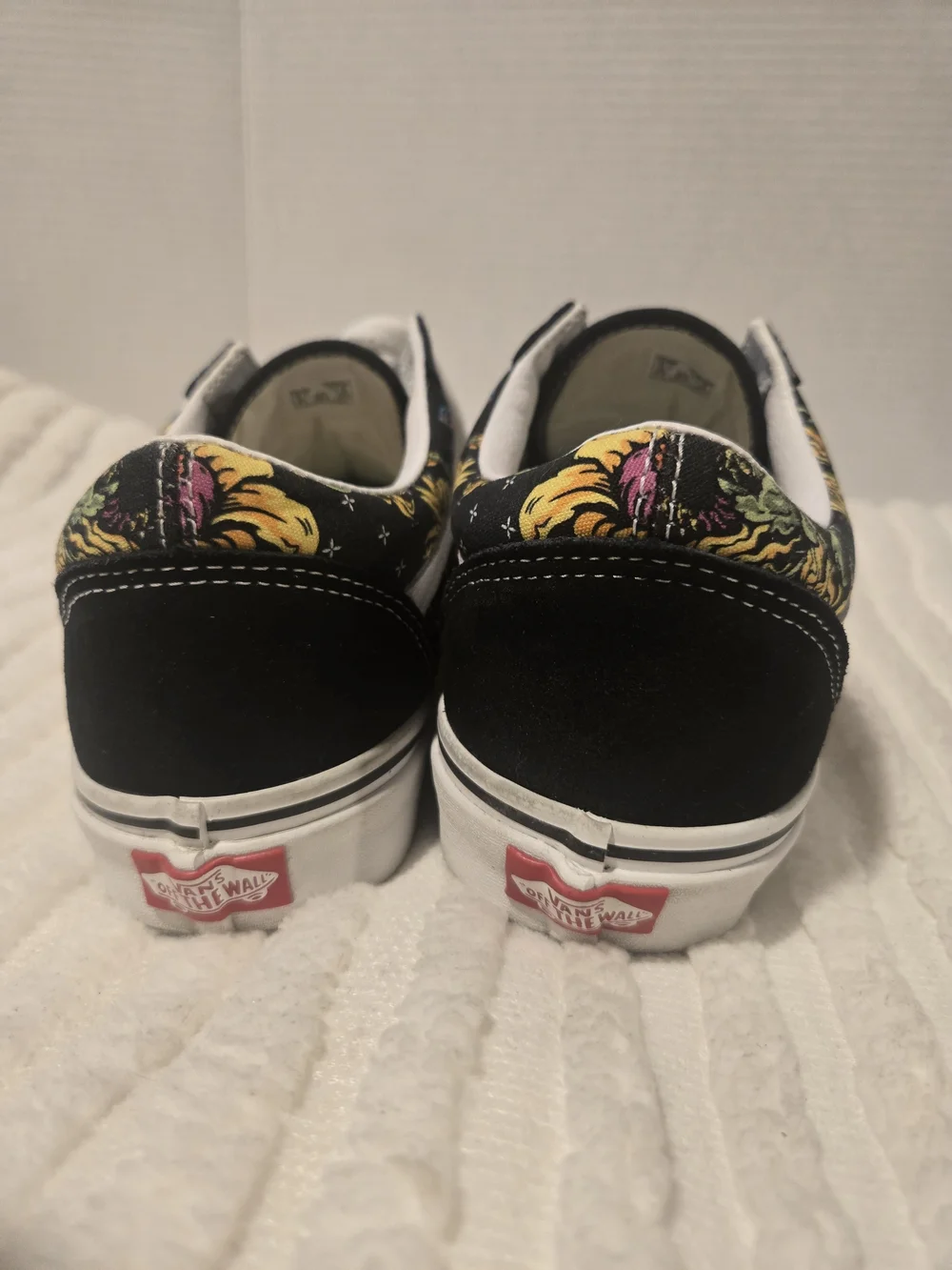 Vans Black Low-Top Sneakers with Colorful Floral Skull Print